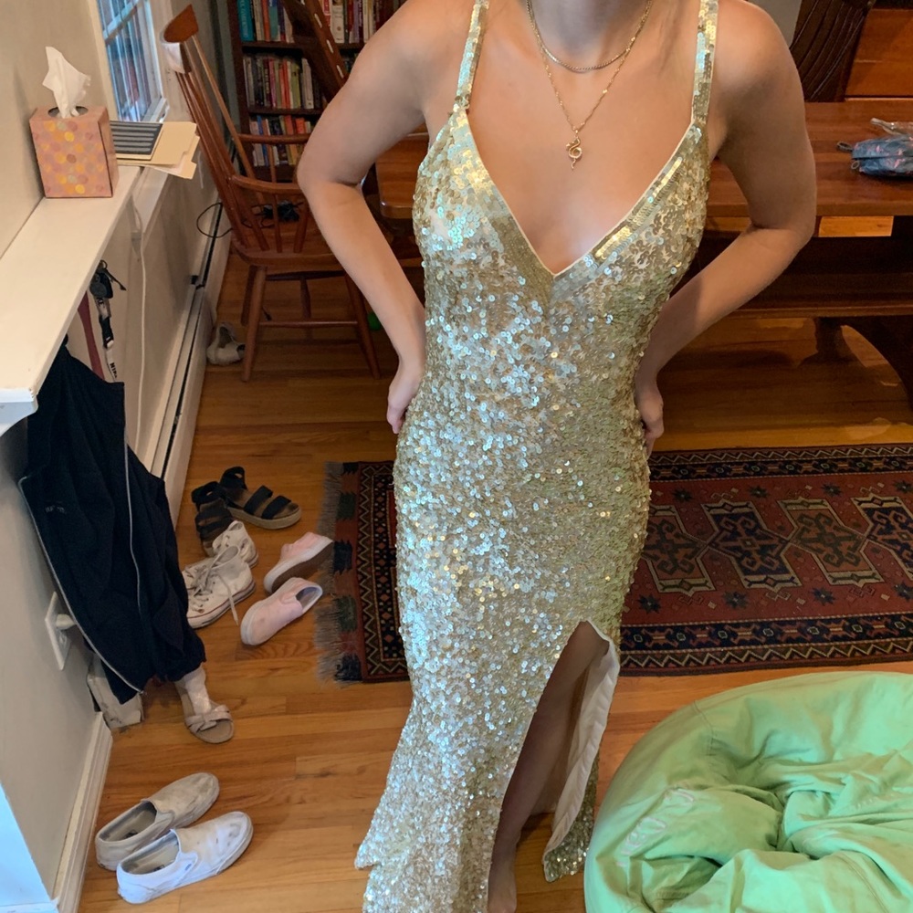 Gold Sequence Prom Dress